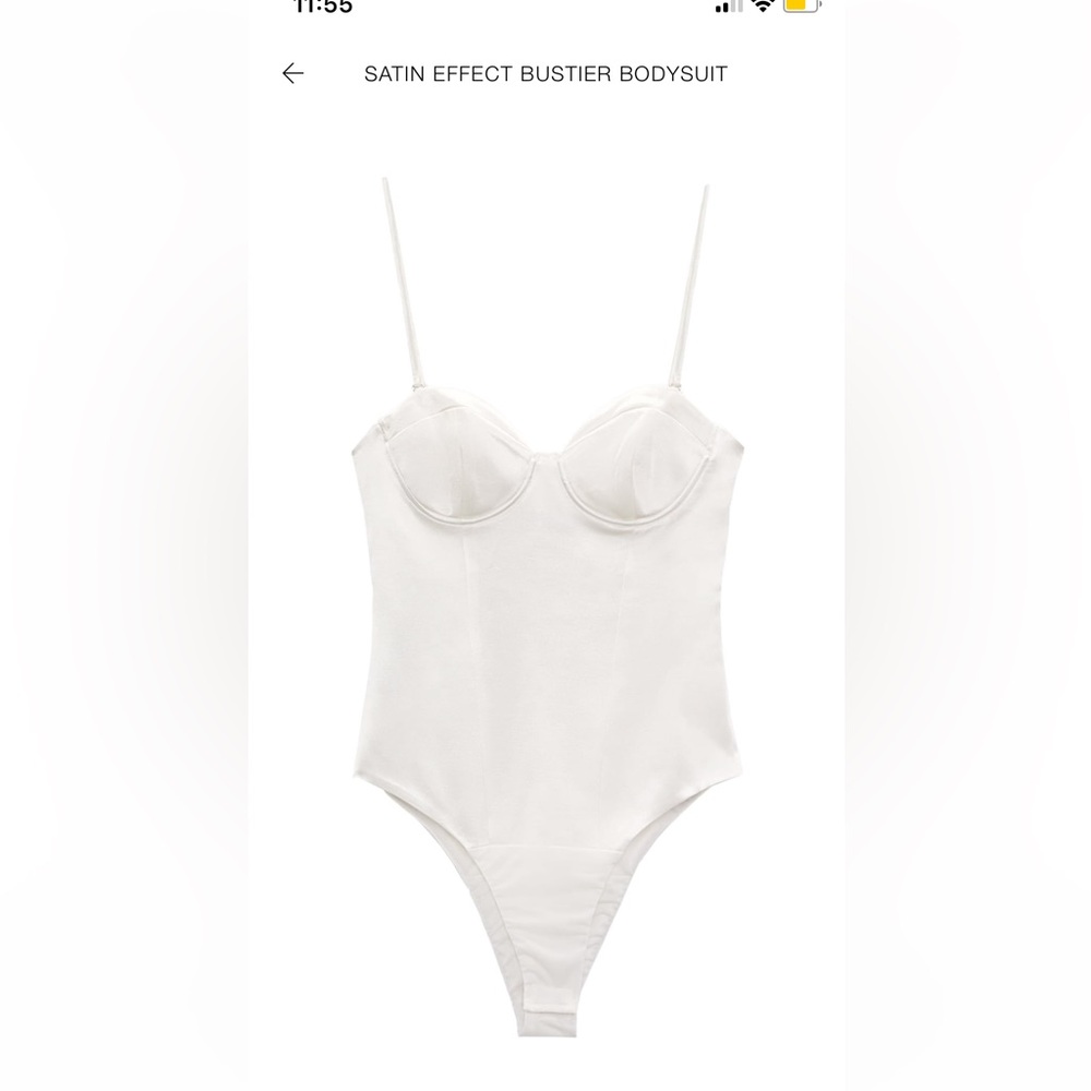 Zara White Satin Effect Bustier Bodysuit